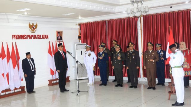 Prosesi Pengukuhan Anggota Paskibra Provinsi Papua Selatan di Gedung Negara Jl. Trikora Merauke. (Foto: Humas Pemprov Papsel)