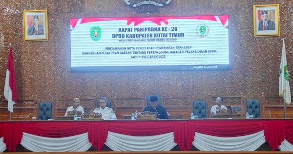 DPRD Kutim Gelar Rapat Paripurna Penyampaian Nota Penjelasan Pemerintah terhadap Pertanggungjawaban APBD 2023