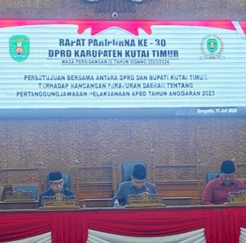 Rapat Paripurna DPRD Kutim, Bahas Persetujuan Bersama Terhadap Raperda Pertanggungjawaban APBD 2023