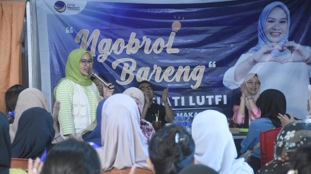 Bakal Calon Wakil Wali Kota Makassar, Rezki Mulfiati Lutfi melakukan silaturahmi di Kelurahan Bunga Ejaya, Kecamatan Bontoala, Makassar, Jumat (2/8/2024). (Foto: Istimewa)