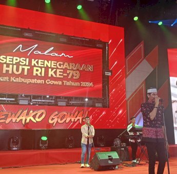 Ridwan Sau Tampil Meriah di Malam Kenegaraan HUT RI Tingkat Gowa