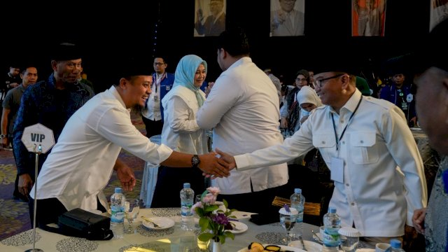 Mantan Wakil Gubernur Sulsel, Agus Arifin Nu'mang saat menghadiri deklarasi Andi Sudirman Sulaiman-Fatmawati Rusdi di Hotel Claro, Jalan AP Pettarani, Makassar, Kamis (29/8/2024). (Foto: Istimewa)