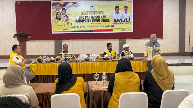 DPD II Golkar Luwu Utara menggelar rapat konsolidasi internal, Minggu (8/9/2024). (Foto: Istimewa)