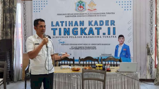 Kepala Dinas Komunikasi, Informatika dan Statistik (Kominfo) Kabupaten Jeneponto, Sulaeman Natsir menghadiri acara LK II HPMT Kabupaten Jeneponto, Rabu (11/9/2024). (Foto: Istimewa)