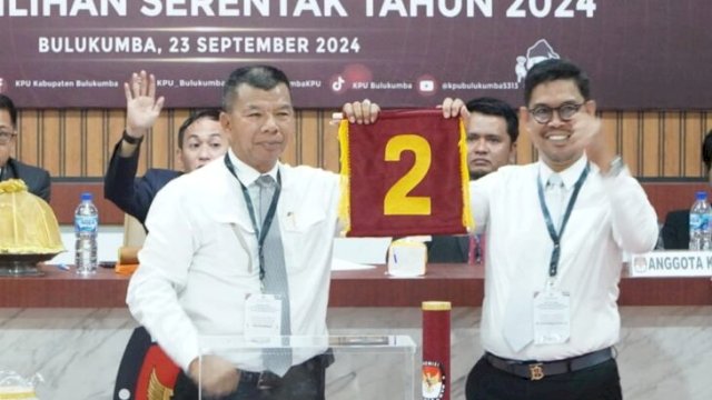 Paslon Petahana Andi Utta-Edy Manaf mendapatkan nomor urut 2 di Pilkada Bulukumba 2024. [Foto: IST]