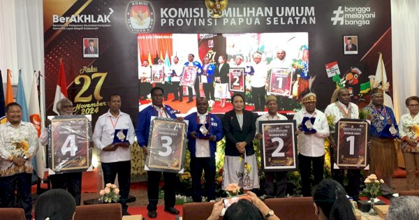 Resmi, Ini Nomor Urut 4 Paslon Kontestan Pilgub Papua Selatan 2024