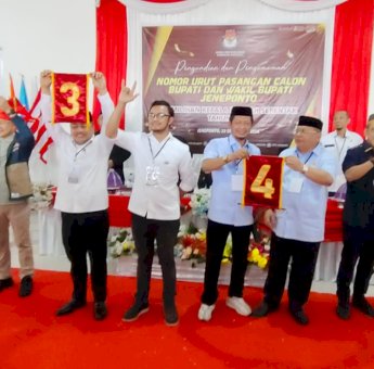 Ini Nomor Urut 4 Pasangan Calon yang Bertarung di Pilkada Jeneponto 2024