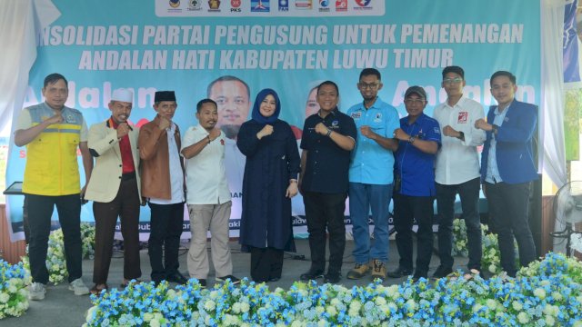 Calon Wakil Gubernur Sulsel nomor urut 02, Fatmawati Rusdi menyolidkan parpol pengusung Andalan Hati di Luwu Timur, Sabtu (28/9/2024). (Foto: Istimewa)