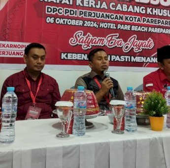Tasming-Hermanto Paparkan Visi Misi di Hadapan Peserta Rakercabsus PDI Perjuangan Kota Parapare