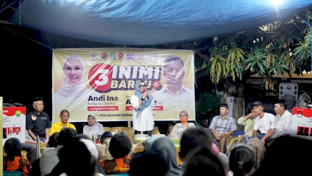 Ket : Calon Bupati Barru, Andi Ina Kartika Sari saat sosialisasi di Dusun Lempang 
