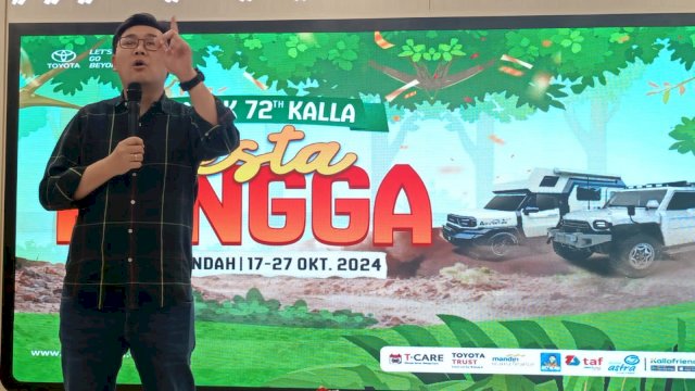 West Regional General Manager Kalla Toyota Andyka Susanto, di sela-sela Prescon Pesta Rangga, di Toyota Outlet MaRI, kemarin.