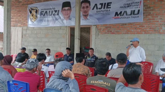 Calon Wakil Bupati Luwu Utara, Ajie Saputra saat melakukan kampanye di kelurahan Marobo, Kecamatan Sabbang, Selasa (15/10/2024). (Foto: Istimewa)