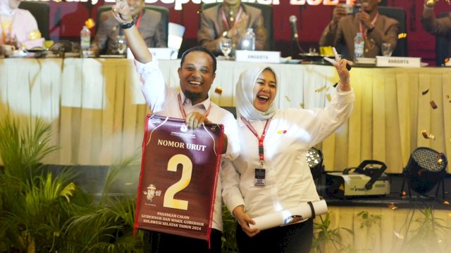 Pasangan Calon Gubernur dan Wakil Gubernur Sulawesi Selatan nomor urut 02, Andi Sudirman Sulaiman-Fatmawati Rusdi (Andalan Hati). (Foto: Istimewa)