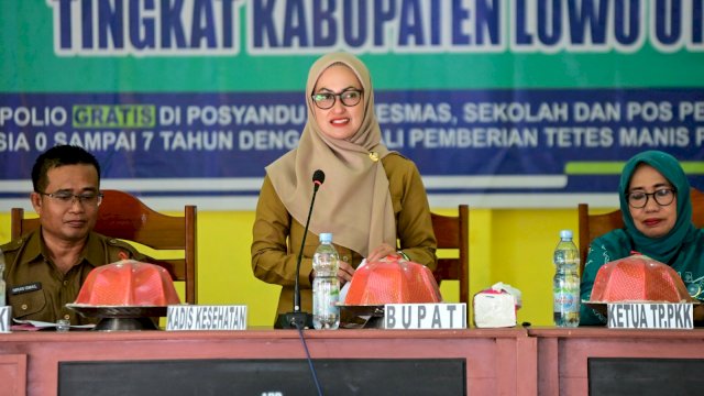 Bupati Luwu Utara Indah Putri Indriani resmi mencanangkan Pekan Imunisasi Nasional (PIN) Polio Tahun 2024 tingkat Kabupaten Luwu Utara. (ist)