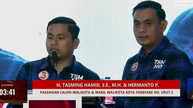 Ket: Calon Wali Kota Parepare, Tasming Hamid dan Hermanto (foto: Tangkapan Layar di Youtube TVRI Sulsel)