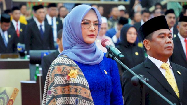 Ketua DPRD Sulawesi Selatan, Andi Rahmatika Dewi saat dilantik sebagai pimpinan definitif, Kamis (31/10/2024). (Foto: Istimewa)