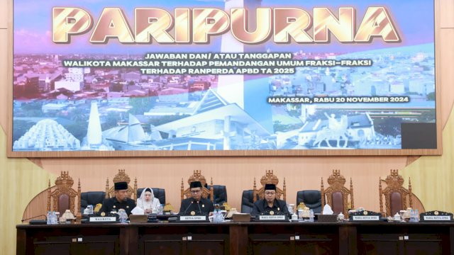 Suasana rapat paripurna DPRD Makassar yang digelar di Kantor DPRD Makassar, Jalan AP Pettarani, Makassar, Rabu (20/11/2024). (Foto: Istimewa)