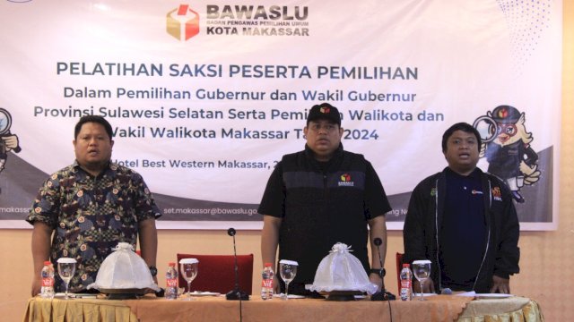 Bawaslu Makassar menggelar pelatihan saksi Tempat Pemungutan Suara (TPS) untuk Pilkada serentak 2024 di Hotel Best Western Makassar, Sabtu (23/11/2024). (Foto: Istimewa)
