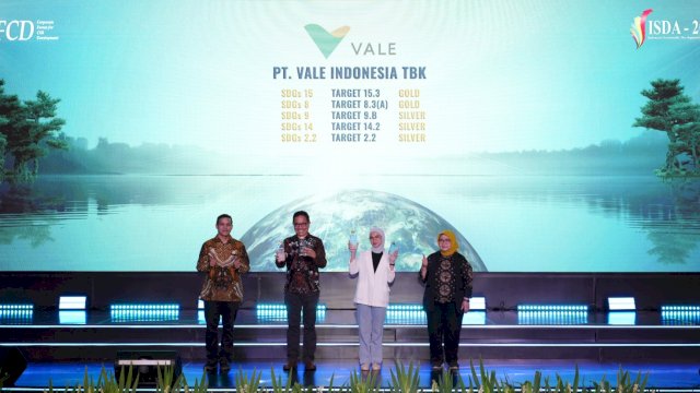 PT Vale berhasil meraih lima penghargaan Indonesia Sustainable Development Goals 2024, Kamis (28/11/2024). (Foto: Istimewa)