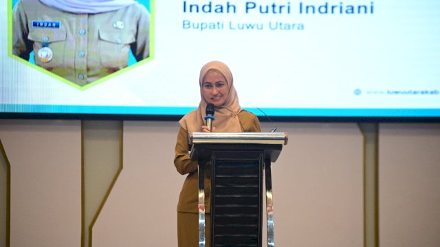 Indah Putri Indriani memimpin KICK Off ILP di Aula Laga Ligo, Kantor Bupati Luwu Utara. (*)