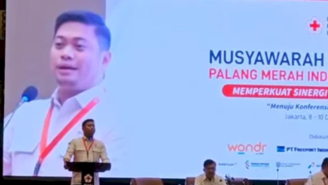 Ketua PMI Sulawesi Selatan yang juga Bupati Gowa Adnan Purichta Ichsan, saat menghadiri Rapat Pleno Musyawarah Nasional (Munas) PMI Tahun 2024, di Hotel Sultan Jakarta, Minggu, (08/12/2024) kemarin. (Dok. Tangkapan Layar)