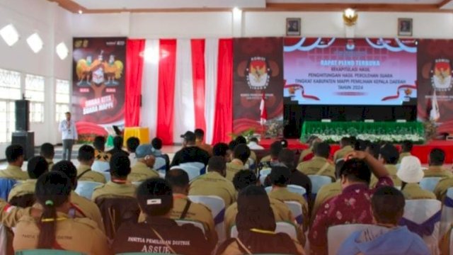 Rapat Pleno Penetapan Paslon Pemenang Pilkada Mappi. (Foto: KPU Mappi)
