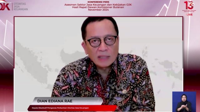 Kepala Eksekutif Pengawas Perbankan Otoritas Jasa Keuangan Dian Ediana, dalam Rapat Dewan Komisioner Bulanan, melalui virtual, kemarin. (Dok. Tangkapan Layar)
