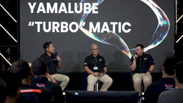 Bertepatan dengan event Aerox Alpha Track Day, Yamaha secara resmi memperkenalkan varian oli terbaru, yaitu Yamalube Turbo Matic, Rabu (15/1/2025). (Foto: Istimewa)