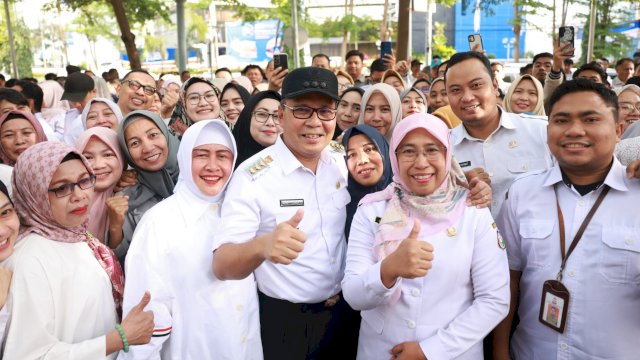 Wali Kota Makassar, Moh Ramdhan Pomanto saat mengucapkan kata pamit usai memimpin apel pagi terakhirnya di Balaikota Makassar, Rabu (19/2/2025). (Foto: Istimewa)