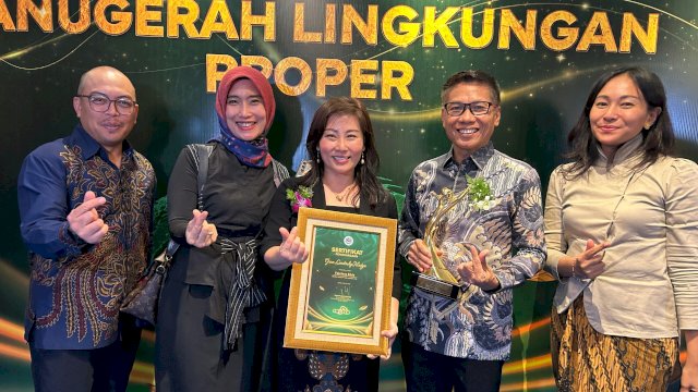 PT Vale Indonesia berhasil meraih PROPER Emas dan Green Leadership Award dari Kementerian Lingkungan Hidup (KLH) di Jakarta, Senin (24/2/2025). (Foto: Istimewa)