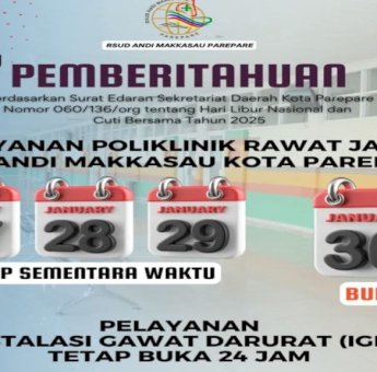 RSUD Andi Makkasau Tetap Buka Saat Cuti Bersama