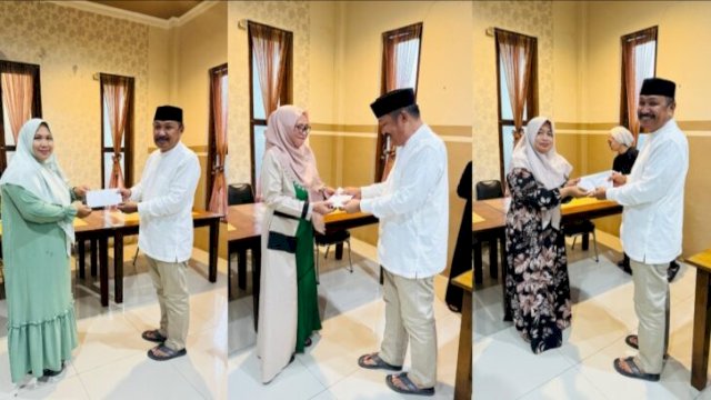 Anggota DPRD Sulsel, H. Patudangi Azis memberikan santunan ke beberapa pengirim panti asuhan di Kabupaten Bulukumba. [FOTO. IST]