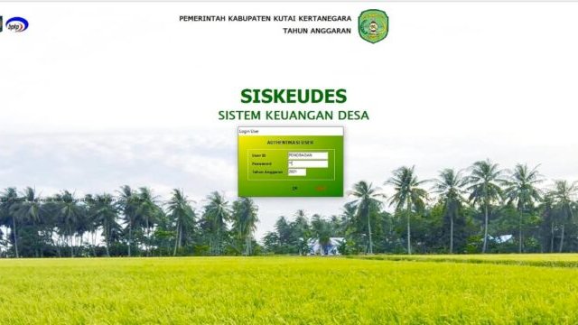 Tampilan Siskeudes kabupaten Kukar. (IST)