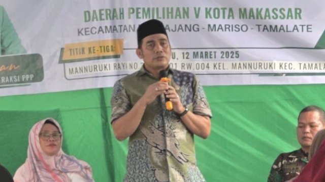 Anggota&nbsp;DPRD Makassar,&nbsp;Irwan Hasan melaksanakan&nbsp;reses&nbsp;untuk masa sidang kedua tahun sidang 2024/2025 di Jalan Rajawali Mannuruki Raya, Kelurahan Mannuruki, Kecamatan Tamalate, Rabu (12/3/2025). (Foto: Istimewa)