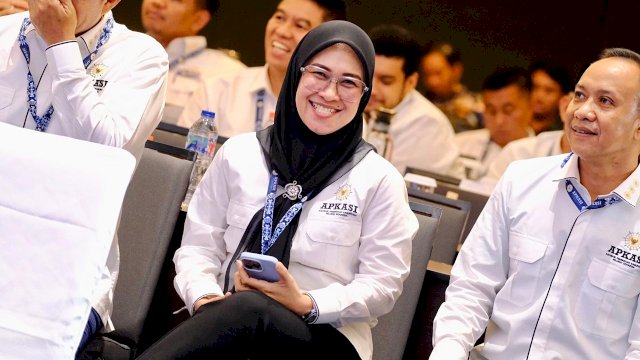 Bupati Gowa Sitti Husniah Talenrang saat menghadiri Musyawarah Nasional (Munas) VI dan HUT Ke-25 APKASI, di Samratulangi Ballroom, Hotel Sentra Manado, Sulawesi Utara, kemarin. (Dok. Humas Gowa) 