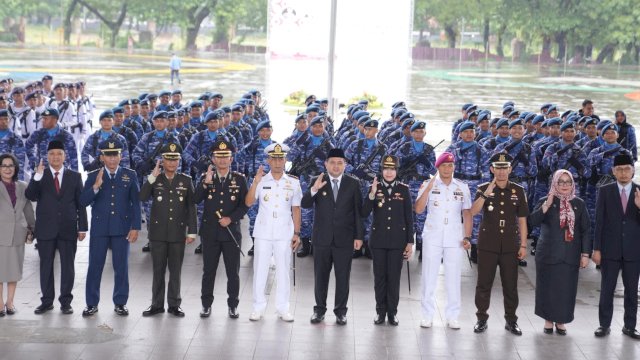 Wali Kota Makassar, Munafri Arifuddin saat menghadiri acara peringatan Hari Lahir Pancasila di Lapangan Karebosi, Makassar, Senin (2/6/2025). (Foto: Istimewa)