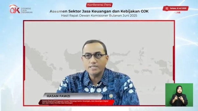 Kepala Eksekutif Pengawas Inovasi Teknologi Sektor Keuangan, Aset Keuangan Digital dan Aset Kripto Otoritas Jasa Keuangan, Hasan Fawzi, dalam Rapat Dewan Komisioner (RDK) Bulanan OJK, secara virtual, kemarin. (Dok. Int)