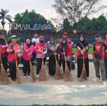 DPMD Kukar Gelar Kerja Bakti di Taman Enggang, Semarakkan BBGRM ke-22