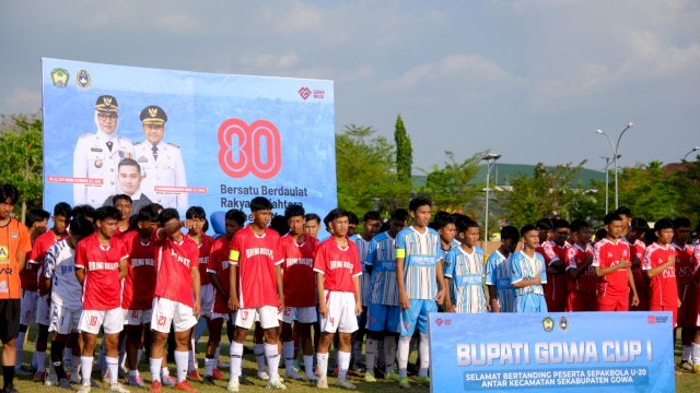 Perhelatan Bupati Gowa Cup I U-20 yang digelar Pemerintah Kabupaten Gowa diharapkan menjadi wadah dalam melahirkan atlet-atlet unggul. (Dok. Humas Gowa) 