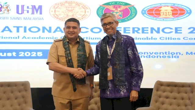 Wali Kota Makassar, Munafri Arifuddin saat menghadiri IACSC Conference 2025 yang digelar di Hotel Unhas Makassar, Senin (4/8/2025). (Foto: Istimewa)