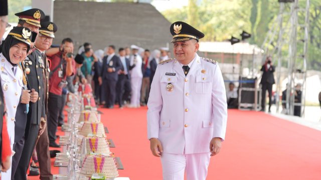 Wali Kota Makassar, Munafri Arifuddin saat mengikuti upacara peringatan detik-detik Proklamasi Kemerdekaan RI ke-80 di Lapangan Karebosi, Makassar, Minggu (17/8/2025). (Foto: Istimewa)