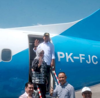 Bupati Gowa Saksikan Penerbangan Perdana Fly Jaya Airlines, Rute Makassar-Selayar-Bone