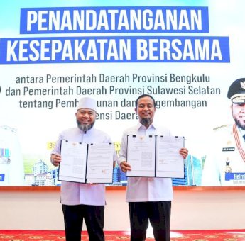 Pemprov Sulsel dan Bengkulu Teken Kesepakatan Bersama Kerjasama Pengembangan Potensi Daerah