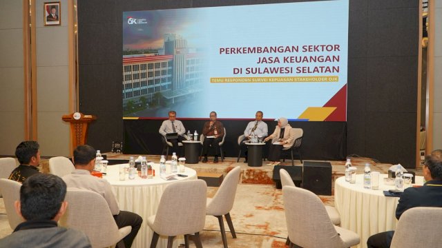 OJK Sulselbar saat menggelar Temu Responden Survei Kepuasan Stakeholder OJK Tahun 2025, di Ballroom OJK Sulselbar, kemarin. (Dok. OJK Sulselbar) 