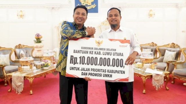 Gubernur Sulsel, Andi Sudirman Sulaiman saat menerima kunjungan Bupati Luwu Utara, Andi Abdullah Rahim, di Rumah Jabatan Gubernur Sulsel, Selasa (14/10/2025). (Foto: Istimewa)