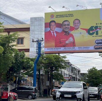 Sambut HUT Partai Golkar ke-61, SOKSI Sulsel Masifkan Penyebaran Baliho