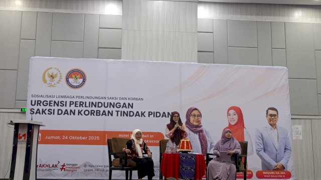 LPSK bersama DPR RI menggelar Sosialisasi Urgensi Perlindungan Saksi dan Korban Tindak Pidana yang berlangsung di Swiss-Bell Hotel Panakukang Makassar, Jumat (24/10/2025). (Dok. Istimewa)