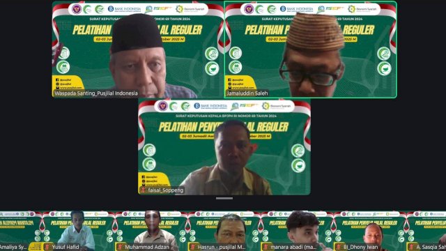 BI Sulsel bersama Pusjilal Institut melaksanakan Pelatihan dan Sertifikasi Penyelia Halal Reguler untuk SPPG di wilayah Sulsel secara daring sejak 24 hingga 26 Oktober 2025 . Kegiatan ini menjadi bagian dari rangkaian Bulan Ekonomi dan Keuangan Syariah (BEKS) 2025. (Dok. Humas BI Sulsel) 