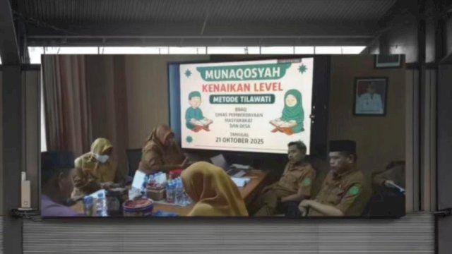 Munaqosyah Kenaikan Level Metode Tilawatil Al Qur&rsquo;an di DPMD Kukar. [Foto IST]