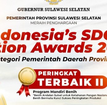Berkat Program Mandiri Benih, Gubernur Sulsel Terima Penghargaan Indonesia’s SDGs Action Awards 2025